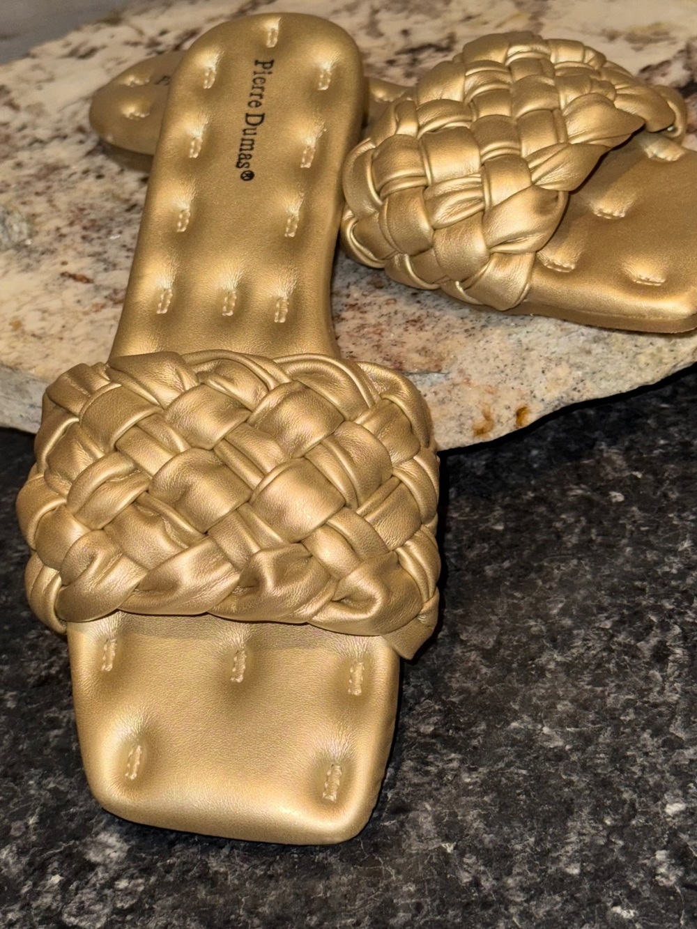 Pierre Dumas Gold Braided Slide Sandal size 8.5